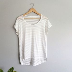 Northcrest White Striped Short Sleeved Top